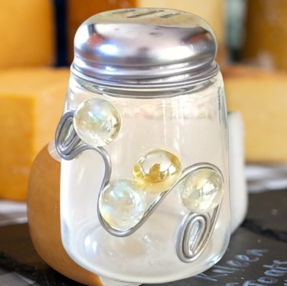 NWT Repurposed Hand Crafted Glass Bead Vintage Grated Cheese Shaker